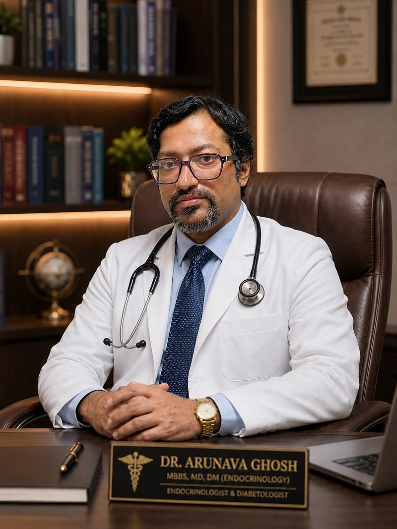 Dr. Arunava Ghosh at his consulting desk